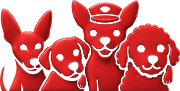 Ilustración de la mascota de Postdog con su familia